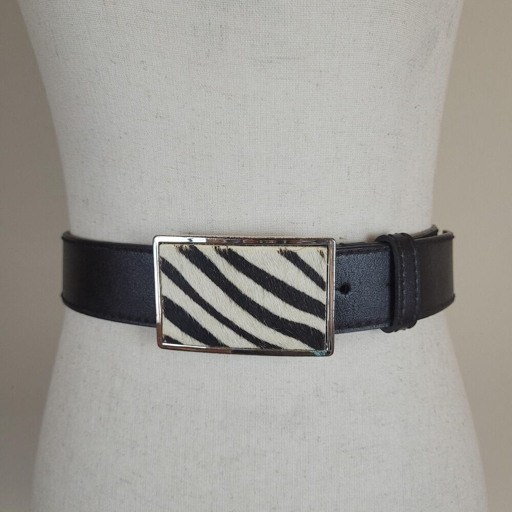 Calvin Klein Black and White Zebra Print Belt